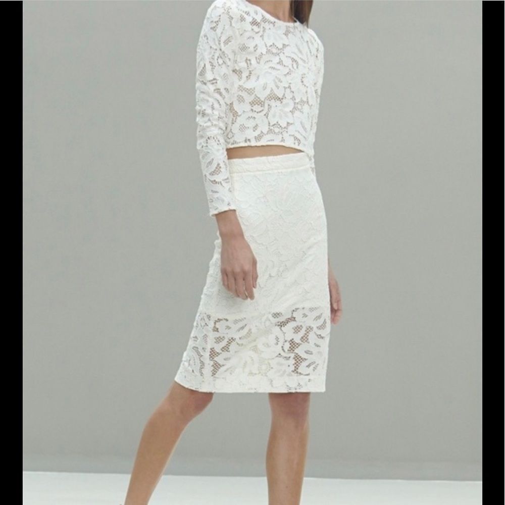 NEW Alexis Camilla Ivory White Crop Top Cesar Pencil Skirt Set S